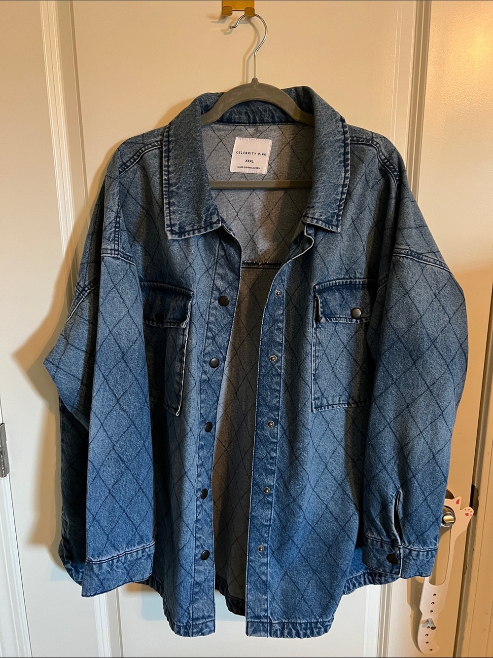 Celebrity Pink Diamond-Quilted Indigo Denim Barn Jacket
